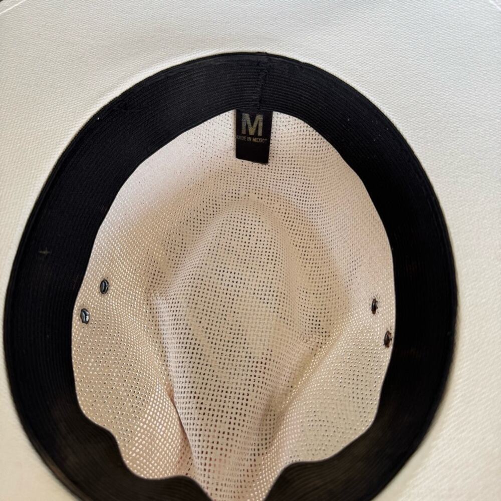 HAT - White Brimmed Country Cowboy Hat - MEDIUM - Picture 7 of 15